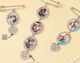 Custom Bouquet Photo Charm: Handwriting Memorial Pin, Wedding Keepsake