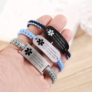 Braided Cord Medical ID Bracelet: Custom Engraved Medical Alert
