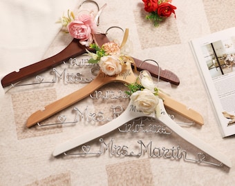 Brides Hanger|Wedding Hanger|Personaliz wooden hanger|hanger wedding dress|Custom Wire Hanger| custom name hanger|Mrs Hanger|handmade hanger