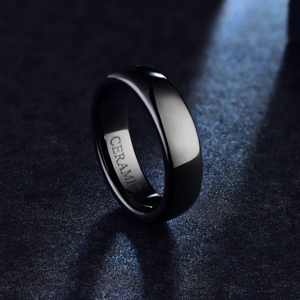 Black Ceramic Ring, 2/4/6mm Minimalist Ring for Men Women,Wedding Ring,Wedding Band, Black Ring Gift for Him, Mens Jewelry