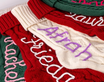 2025 Personalized Hand-twisted cotton cord name Christmas Stocking,Knitted Christmas Stockings with Name,Family Christmas Stocking,Xmas Gift