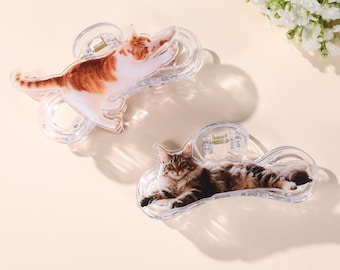 Custom photo acrylic hairclaw|personlised pet acrylic hairclip| split figure custom hairclip|cute hairclip|ugly hairclaw|