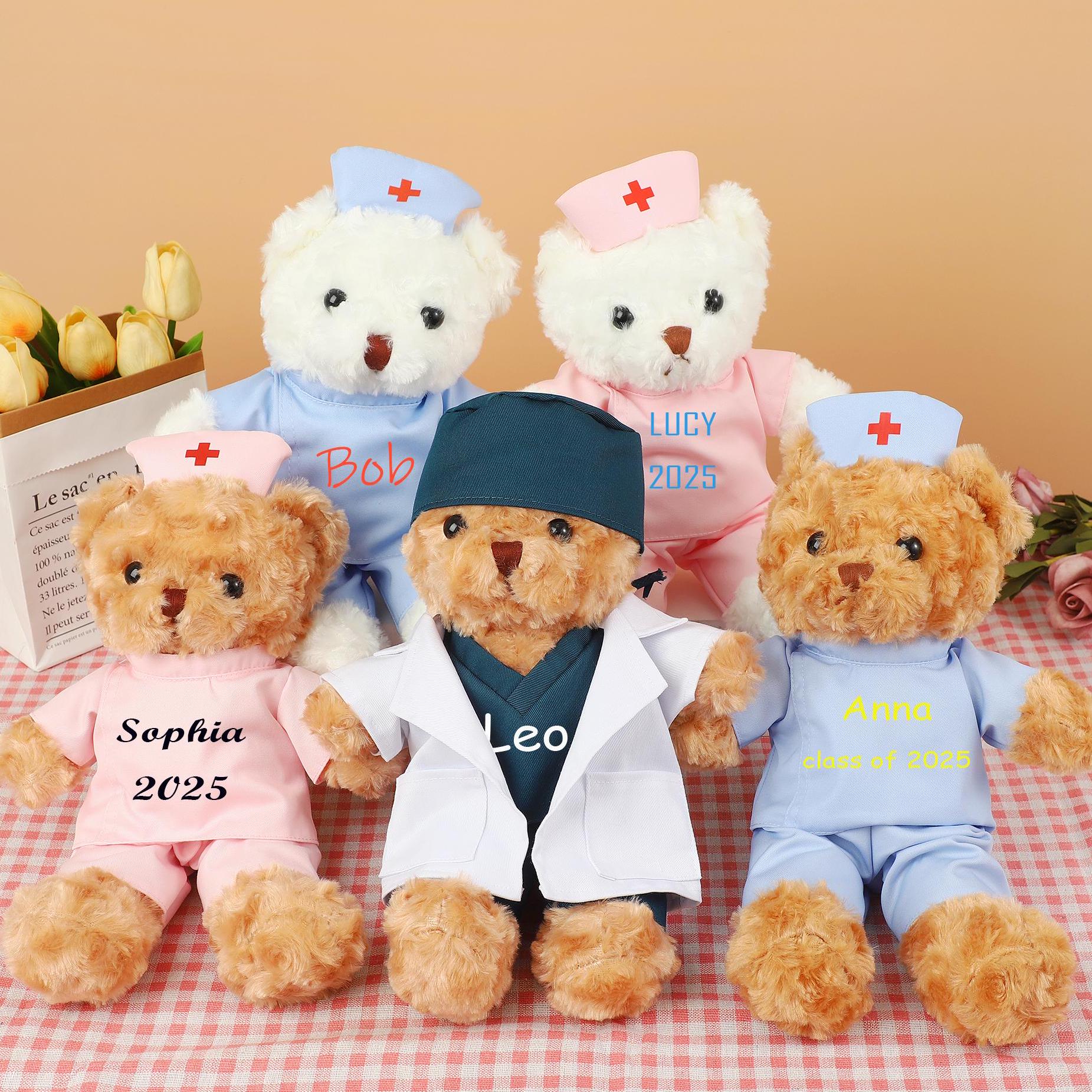 Teddy Bear With Custom Name,Personalized 2025 Nurse Graduate Teddy Bear Gift,Embroidered Teddy Bear,Nurse Doctor graduation Bear Plush Gifts