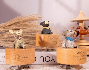 Personalized Wooden Music Box|Engraved Animal Music Box|Animal Musical Box|Wooden Baby Toy|Newborn Gift|First Birthday Gift For Nephew