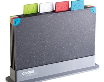 Cooks Professional Index Chopping Board Set of 4 Colour Coded with Stand