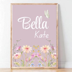 Personalized Baby Girl Name Print: Boho Floral Nursery Decor (Digital Download
