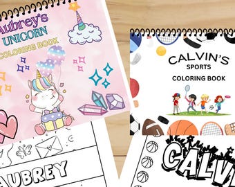 Personalized Coloring Book for Kids | Custom Name Coloring Book | Birthday Gift for Kids | Kids Activity Book | 20 Themes Trains Princess