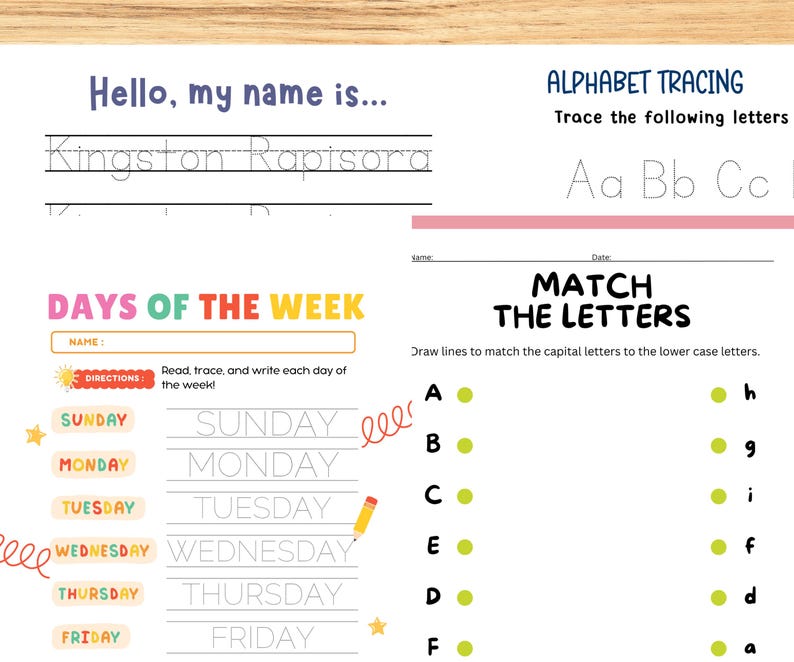 Personalized Activity and Tracing Book for Preschoolers Laminated Reusable image 4