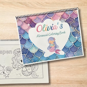 Personalized Mermaid Coloring Book – Custom Name Kids Gift, Ages 3–6, Toddler Activity Book Stocking Stuffer Toddler Busy Book