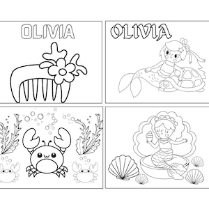 Kids&#39; Personalized Mermaid Coloring Book- Toddler busy book Choose Cover - Custom Name - Gift for Little Artists - Toddler activity -