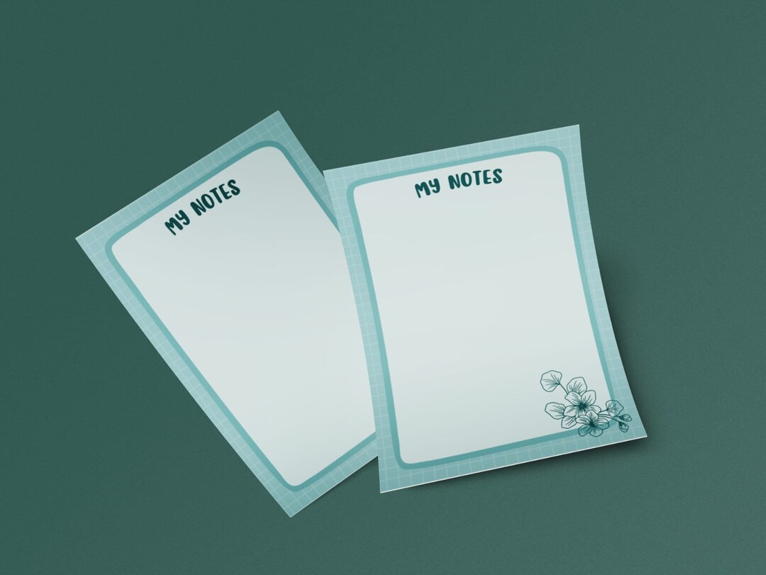 Blue Mini Notes Design Digital Note Template, Blue Minimalist Floral My Notes A4 - Etsy