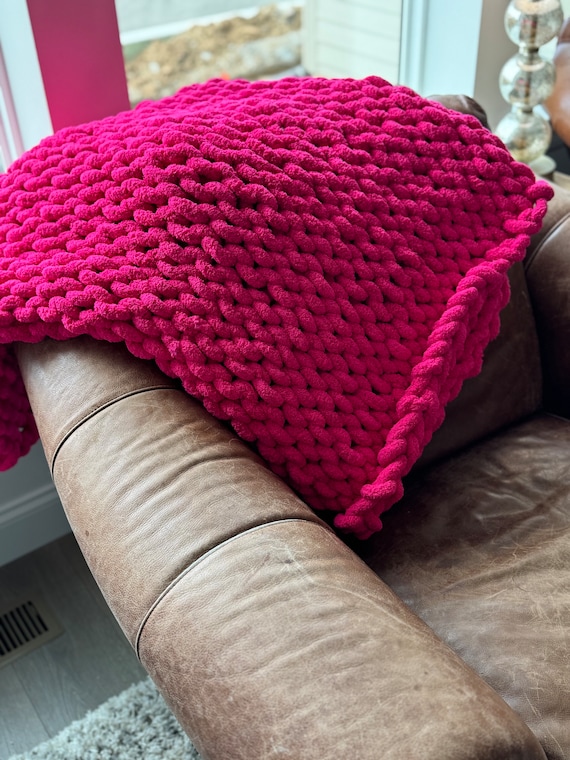 Hot Pink Chunky Knit Blanket Throw Blankets for Bed or Sofa Fluffy Soft Blanket Baby Blanket Bed Throw New Mom Unique Valentine Gift Etsy Canada