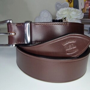 Handmade 1&quot;1/2- wide sedgwick bridle leather belt in australian nut.