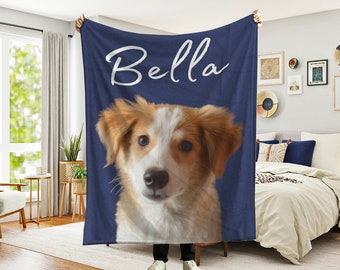 Couverture personnalisée pour animal de compagnie avec la photo et le nom de votre animal de compagnie Cadeau personnalisé doux et confortable