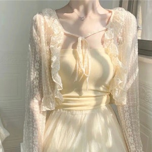 Beige lace cardigan top