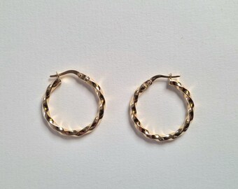 9CT gold twisted hoops