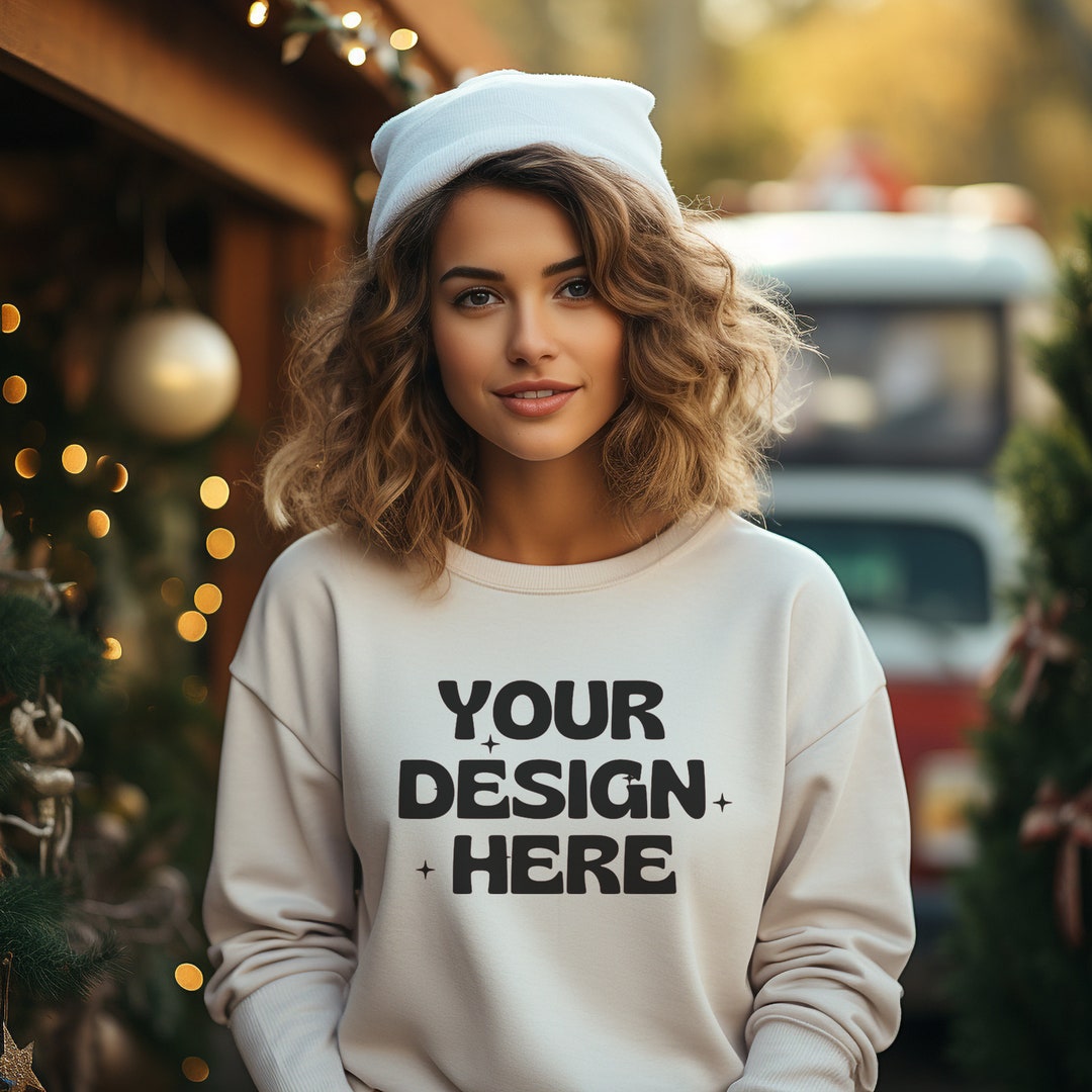 Navy Blue Christmas Sweatshirt Mockup Christmas Gildan 18000 Etsy