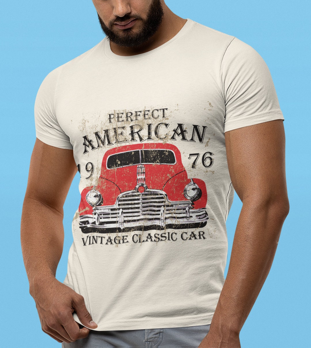 Vintage Car Enthusiast's Essential: Gents Retro Car Design T-shirt