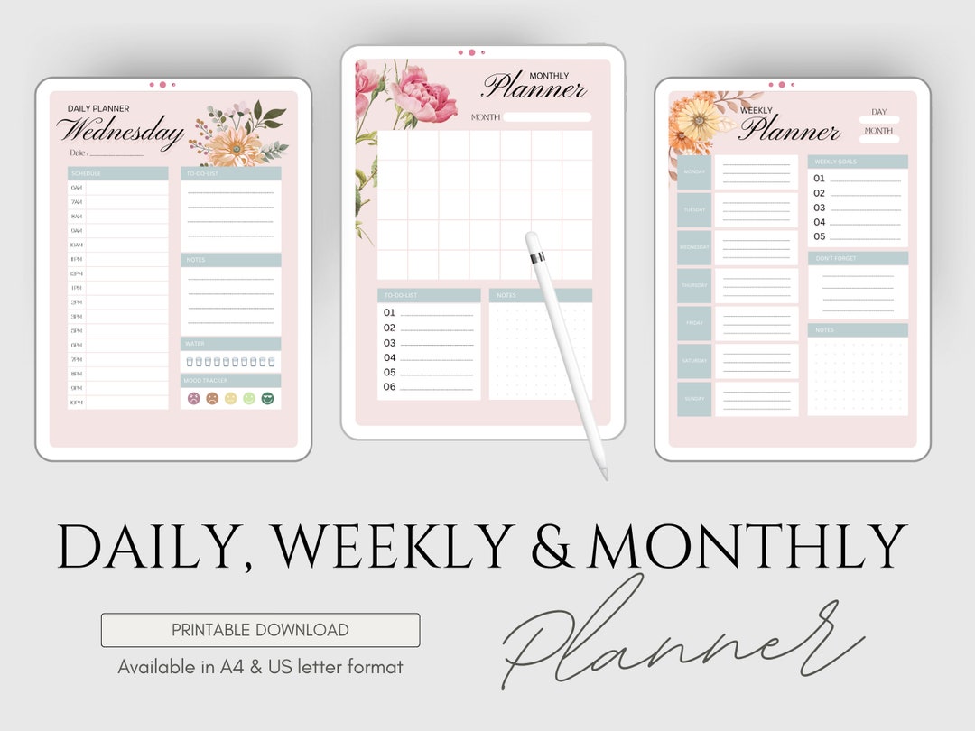 Daily Weekly Monthly Planner Organizing Tools for Selfcare ...