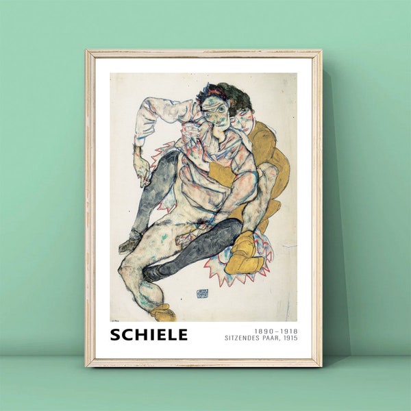 Egon Schiele Sitzendes Paar, 1915 Print Wall Art,Schiele Poster,Vintage Wall Decor,Vintage Poster,Seated couple Poster,DIGITAL DOWNLOAD