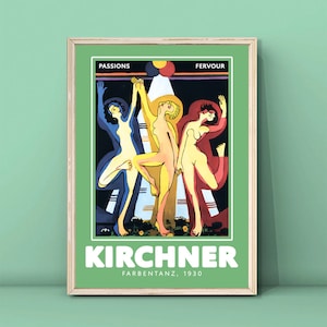 Ernst Ludwig Kirchner Farbentanz Print,Kirchner Painting,Girls in art Print, Colourfull Dance Poster,Colorful Woman Print,DIGITAL DOWNLOAD
