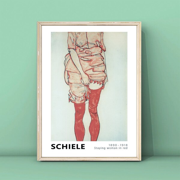 Egon Schiele Staying woman in red Print Wall Art,Schiele Print,Vintage Woman Poster,Schiele Poster,Stehende Frau in Rot,DIGITAL DOWNLOAD