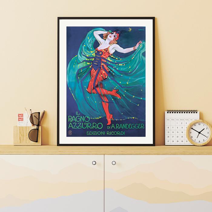 Leopoldo Metlicovitz Woman Print: Ragno Azzurro Opera Poster