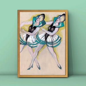 Two Dancer Poster,Vintage Dancer Print,Vintage Dance Poster,Vintage Woman Dancer Painting,Female Dancer Print,DIGITAL DOWNLOAD