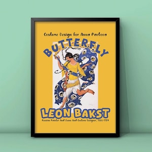 Leon Bakst The Butterfly Print,Vintage Fashion Poster,Costume Design Anna Pavlova Print,Anna Pavlova in art,Ballet Poster,DIGITAL DOWNLOAD