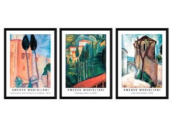 Printable Set of 3 Amedeo Modigliani Landscape Print,Instant Download Modigliani Poster,Vintage Painting,Vintage Poster,Vintage Wall Decor