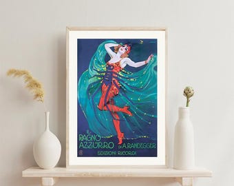 Leopoldo Metlicovitz Woman Print: Ragno Azzurro Opera Poster