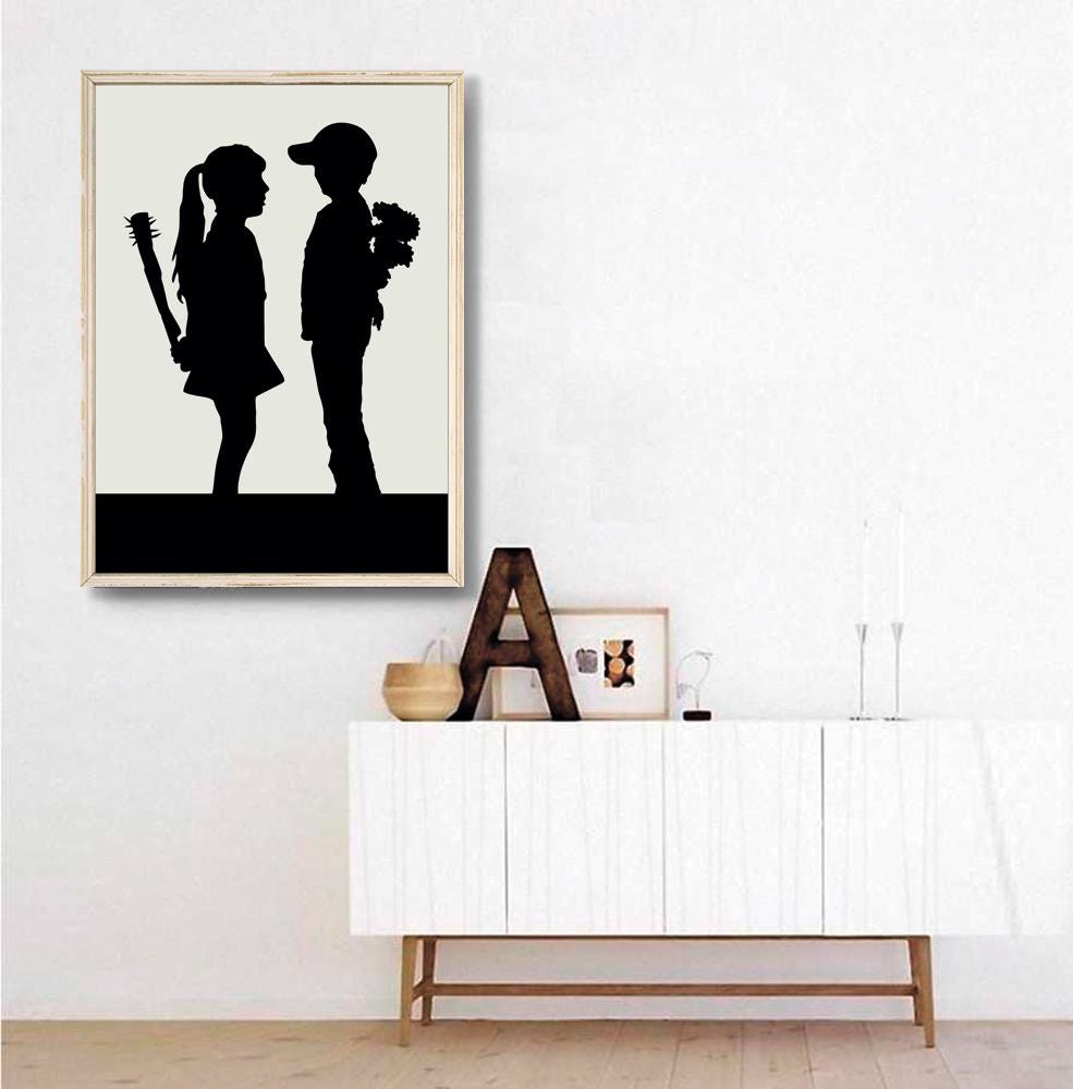 肉筆☆油絵☆F20号『boy meets girl複雑な想い』Banksy/模写 肉筆☆油絵☆F20号『boy meets girl複雑な想い』Banksy/模写