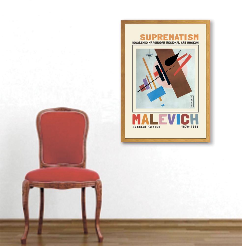マレーヴィチ「Suprematism」 【フレームサイズ38cm × 29cm】 Kazimir Malevich's Suprematist Composition 1915-16. Art