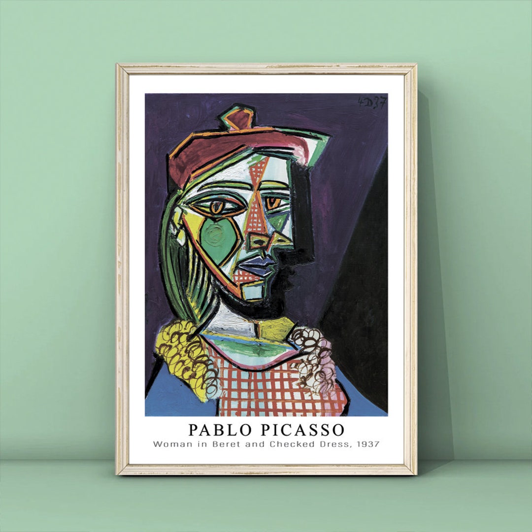 Pablo Picasso Woman in Beret and Checked Dress, 1937 Print,picasso