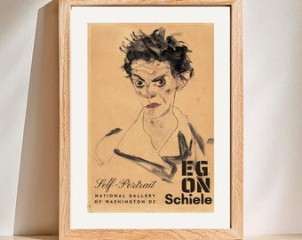 1910 EGON SCHIELE Self-portrait Expressionist Artist Vintage
