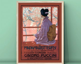 Leopoldo Metlicovitz Madama Butterfly, 1904 Poster,Poster by Leopoldo Metlicovitz,Art Nouveau Print,Opera posters of Italy,DIGITAL DOWNLOAD