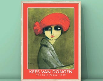 Kees van Dongen La amapola de maíz, impresión de 1919, pintura de Kees van Dongen, cartel de retrato de Kees van Dongen, cartel de chica con sombrero de Ted, DESCARGA DIGITAL