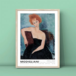 Amedeo Modigliani Redheaded Girl in Evening Dress Print Wall Art,Modigliani Poster,Vintage Wall Decor,DIGITAL DOWNLOAD