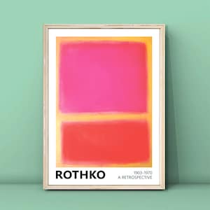 Impression artistique rose rouge jaune de Mark Rothko, affiche d'exposition, reproductions d'estampes Rothko, impression minimalisme art, art mural Rothko, TÉLÉCHARGEMENT NUMÉRIQUE