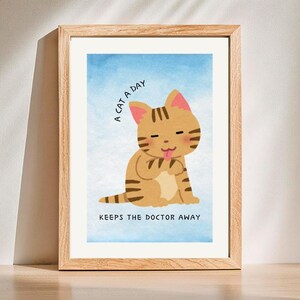 Braun getigerte Katze Druck,Katzen Zitate Druck,Aquarell Katze Poster,Illustration Eine Katze am Tag Poster,Katzenliebhaber Druck,Katze in der Kunst,DIGITALER DOWNLOAD