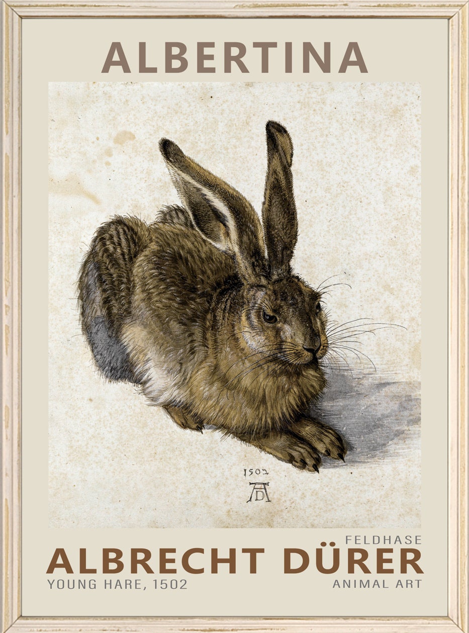 アルブレヒト・デューラー　水彩画　「うさぎ」　複製画 アルブレヒト・デューラー「若うさぎ」プリント：ヴィンテージウォール