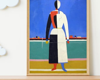 Kazimir Malevich Woman with a Rake Abstract Art Print (Digital Download)