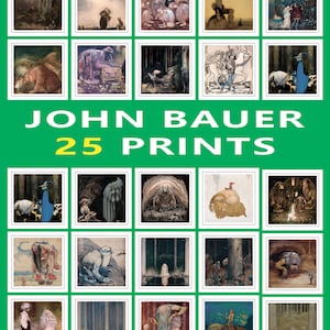 Set of 25 John Bauer Print,25 Print of John Bauer,Bauer Painting,Bauer Mega Bundle Print,Kidsroom Wall Art,Gift for Kids,DIGITAL DOWNLOAD