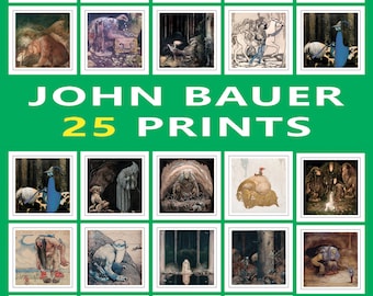 Set of 25 John Bauer Print,25 Print of John Bauer,Bauer Painting,Bauer Mega Bundle Print,Kidsroom Wall Art,Gift for Kids,DIGITAL DOWNLOAD