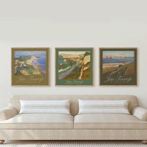 Set of 3 Jan Toorop Landscape Print,Landscape Paintings,Pointillistic Print,Jan Toorop Painting,Pointillism Poster,DIGITAL DOWNLOAD