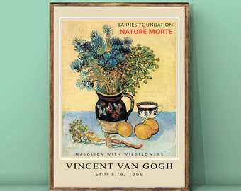 Vincent Van Gogh Still Life, 1888 Print,Nature morte,Majolica with Wildflowers,Van Gogh Painting,Van Gogh Wall Art,DIGITAL DOWNLOAD