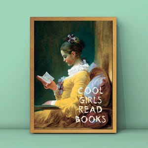 Young Girl Reading Print,Cool Girls Read Books Quote Poster, Reading Art,Girls Reading Art,Educational Art,Book Lovers Art,DIGITAL DOWNLOAD.