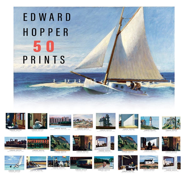 Lot de 50 impressions Edward Hopper, 50 affiches Edward Hopper, peinture d'Edward Hopper, art mural Hopper, TÉLÉCHARGEMENT NUMÉRIQUE