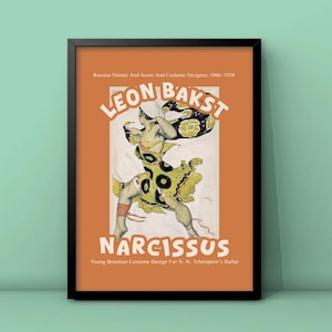 Leon Bakst  Narcissus Print,Theatrical Costumes by Leon Bakst,Museum of Art,1911 Drawings,Vintage Fashion Poster,DIGITAL DOWNLOAD