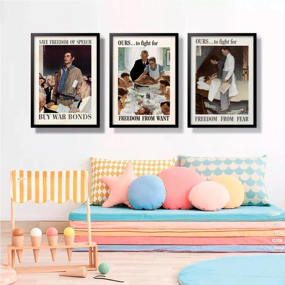 ノーマン・ロックウェル「4つの自由」プリントセット（デジタル